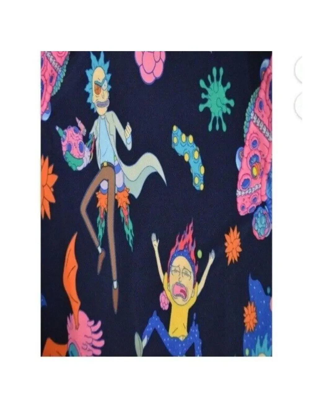Rick and Morty Mens Pyjama Pants Black Neon Jogger Bottoms Size XLarge 40-42 New